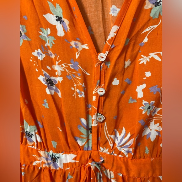 NWT Maaji Orange Floral Flowering Secret Cinched Maxi  Dress Sz Small - Picture 6 of 16